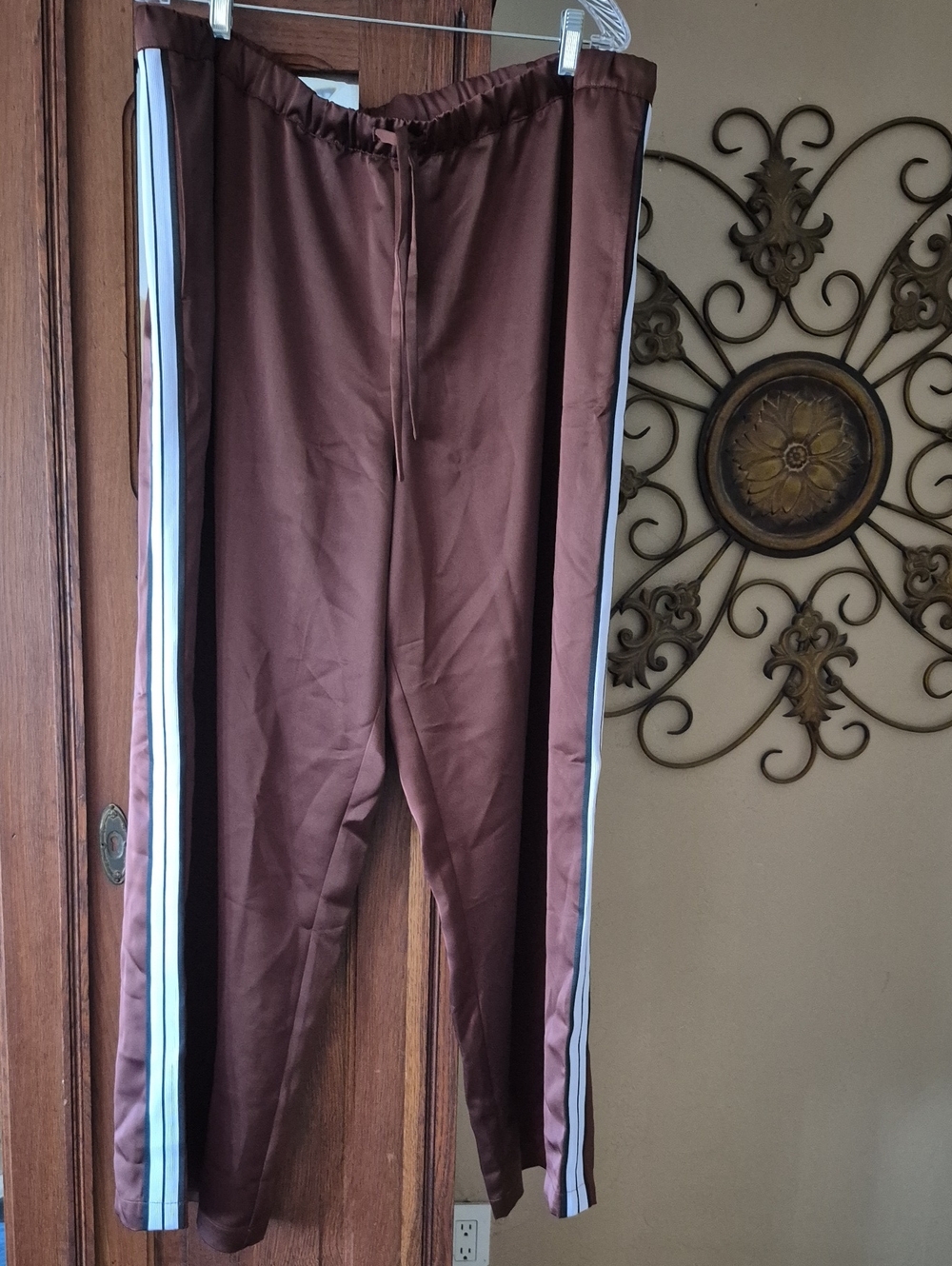 a new day Brown Track Pants with Black and White Side Stripes